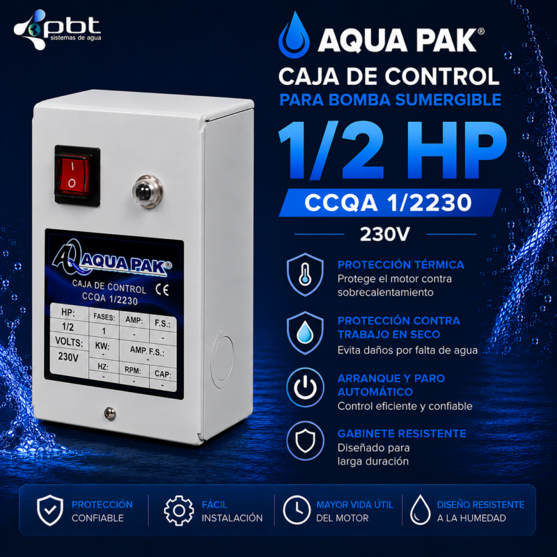 CAJA DE CONTROL 1/2 HP AQUA PAK CCQA 1/2230 230V