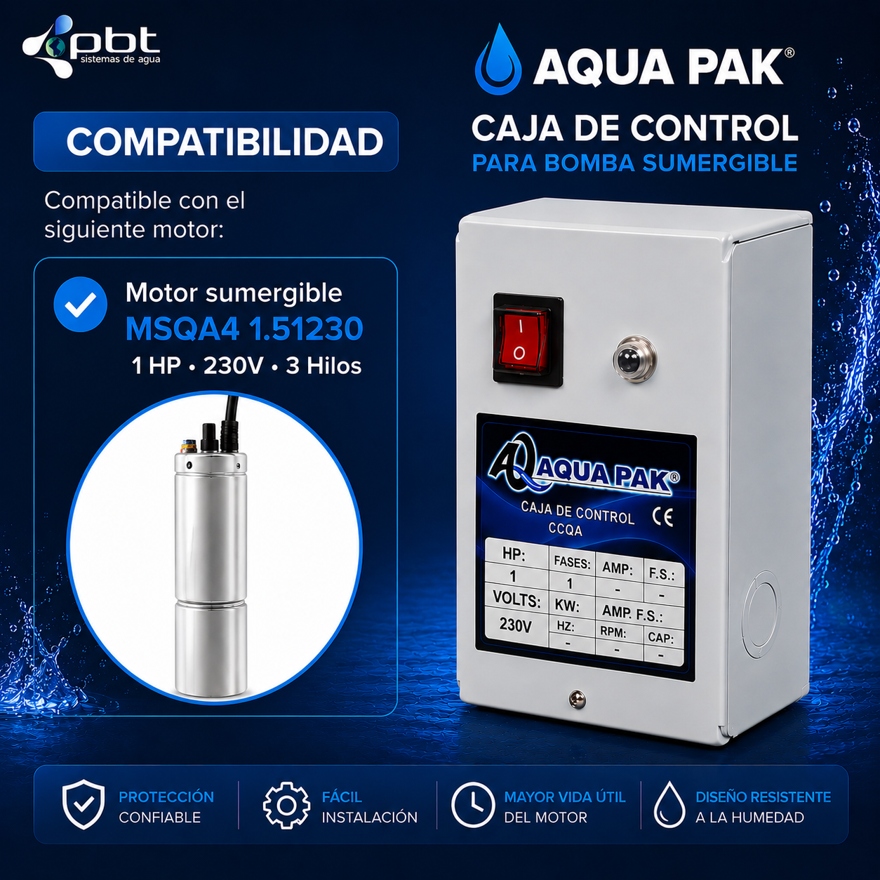 CAJA DE CONTROL 1 HP AQUA PAK CCQA 1230 - Imagen 2