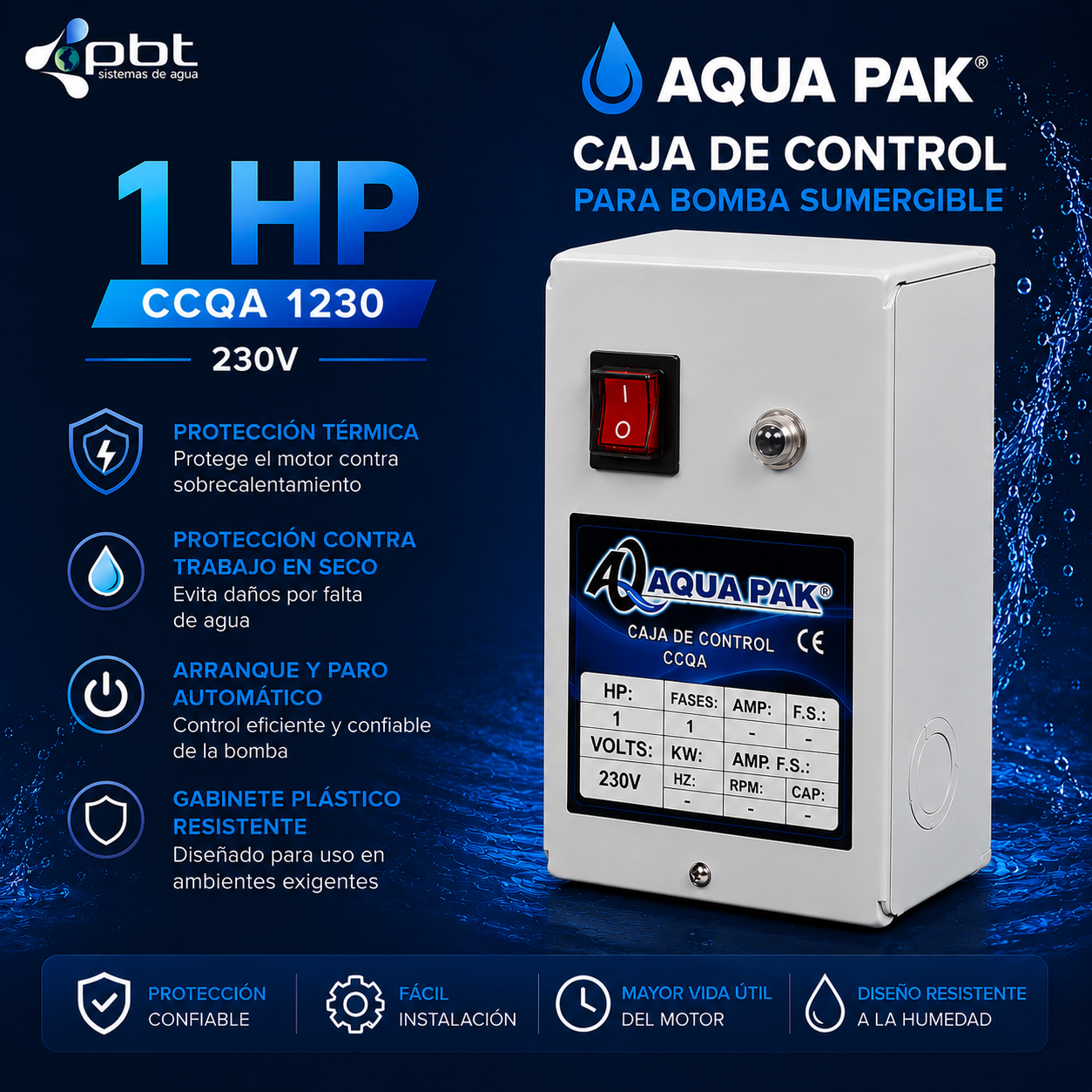 CAJA DE CONTROL 1 HP AQUA PAK CCQA 1230