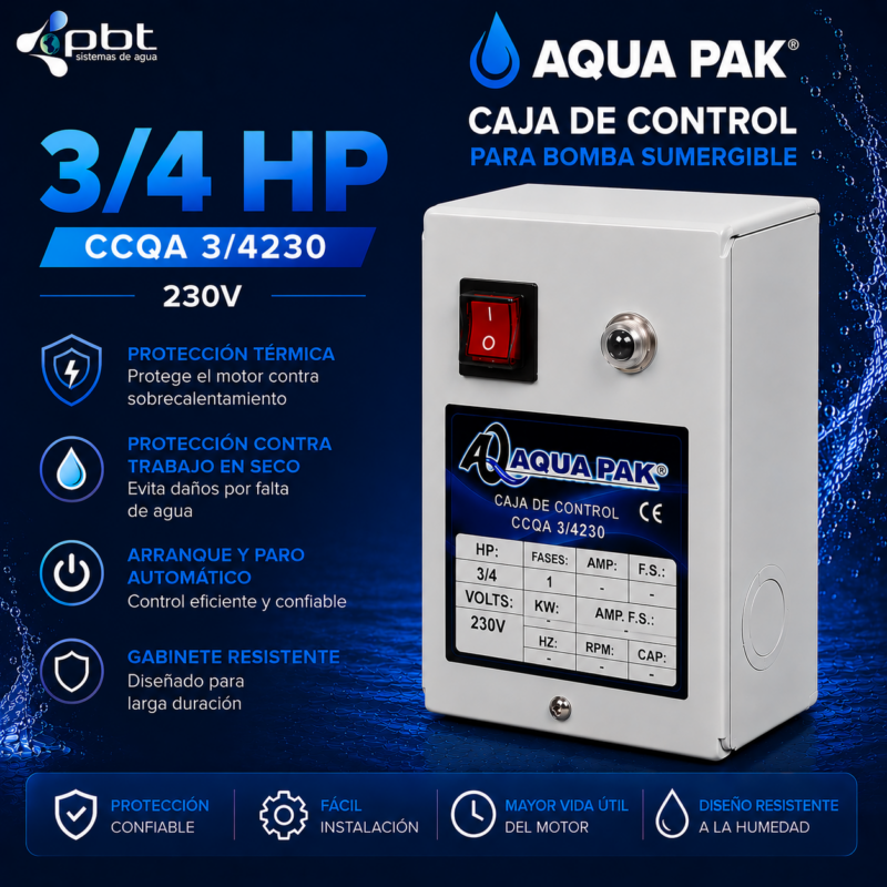 CAJA DE CONTROL 3/4 HP AQUA PAK CCQA 3/4230 230V