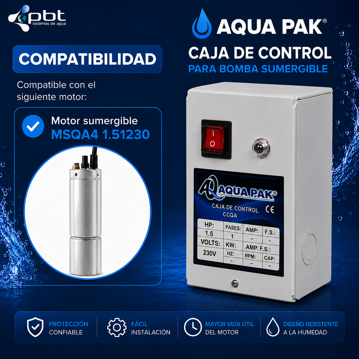 CAJA DE CONTROL 1.5 HP AQUA PAK CCQA 1.5230 - Imagen 2