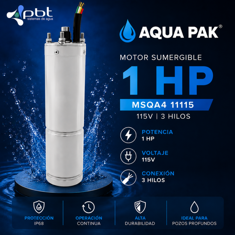 MOTOR SUMERGIBLE 1 HP AQUA PAK MSQA4 11115
