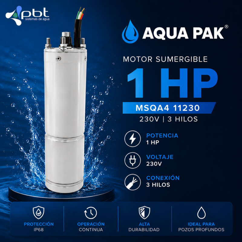 MOTOR SUMERGIBLE 1 HP AQUA PAK MSQA4 11230