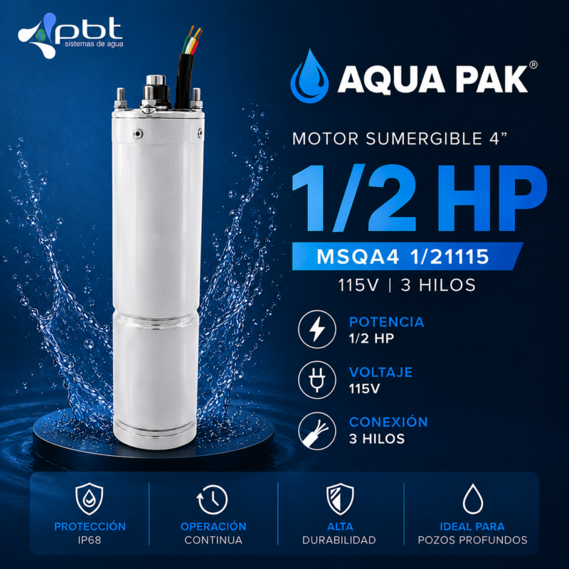 MOTOR SUMERGIBLE AQUA PAK 4” MSQA4 1/21115
