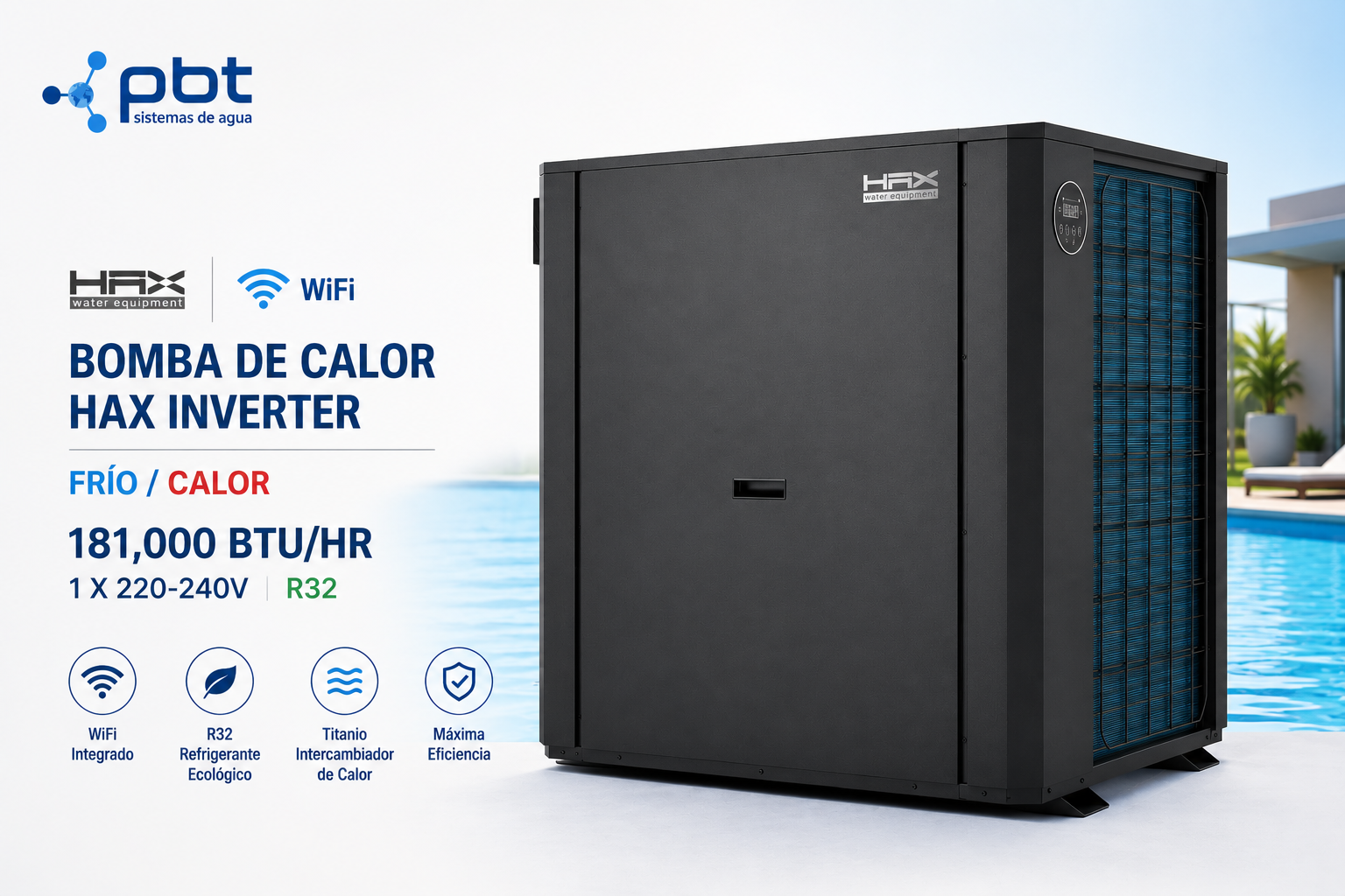 Bomba De Calor HAX Inverter Vertical 181,000 BTU Frío/Calor WiFi 220V
