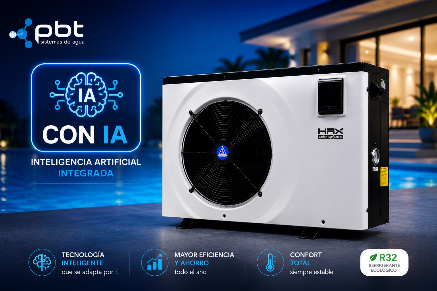 Bomba De Calor HAX Inverter Horizontal 28,000 BTU Frío/Calor WiFi IA